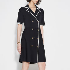 Customized Double-Breasted Polo Dress with Contrast Trim