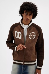 Customized Brown Wool Varsity Zip-Up Jacket – Retro Collegiate Style