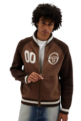 Customized Brown Wool Varsity Zip-Up Jacket – Retro Collegiate Style