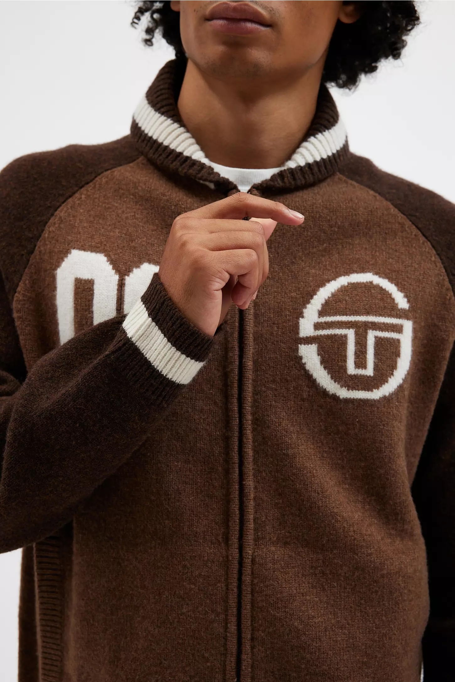 Customized Brown Wool Varsity Zip-Up Jacket – Retro Collegiate Style