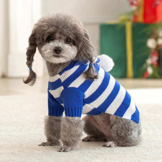 OEM ODM Candy Cane Striped Dog Sweater – Cozy Red & White Knit Hoodie