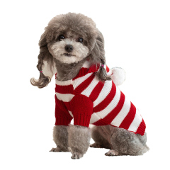 OEM ODM Candy Cane Striped Dog Sweater – Cozy Red & White Knit Hoodie