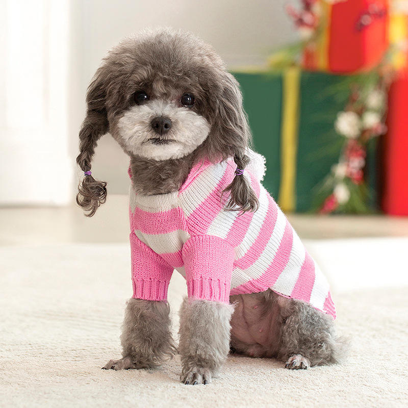 OEM ODM Candy Cane Striped Dog Sweater – Cozy Red & White Knit Hoodie