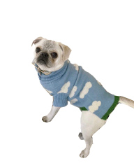 Customized Sky Cloud Dog Sweater – Soft Blue Knit Pullover for Small Dogs