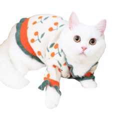 Customized Cherry Blossom Cat Sweater – Cozy Knit Pullover for Cats and Small Pets