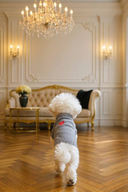 Customized Navy Blue Heart Dog Sweater – Classic Knit Pullover for Small and Medium Dogs
