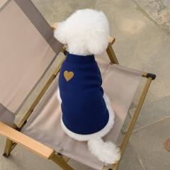 Customized Navy Blue Heart Dog Sweater – Classic Knit Pullover for Small and Medium Dogs