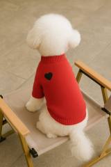 Customized Navy Blue Heart Dog Sweater – Classic Knit Pullover for Small and Medium Dogs