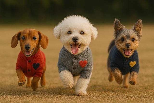 Customized Navy Blue Heart Dog Sweater – Classic Knit Pullover for Small and Medium Dogs