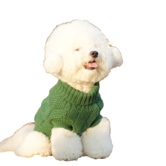 Factory Direct Forest Green Dog Sweater – Soft Cable Knit Pullover for Small Dogs