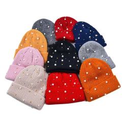 Personalized Women’s Pearl Embellished Knit Beanie Hat – Soft Winter Warm Hat in Multiple Colors