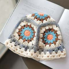 OEM ODM Bohemian Crochet Granny Square Beanie – Colorful Handmade Winter Hat