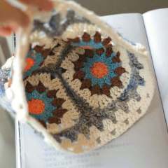 OEM ODM Bohemian Crochet Granny Square Beanie – Colorful Handmade Winter Hat