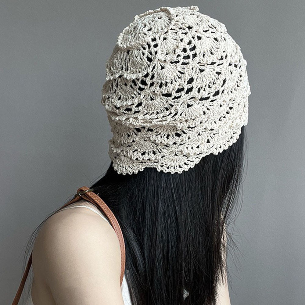OEM ODM Women’s Crochet Lace Beanie – Handmade Boho Hat in Black, Brown, and Beige