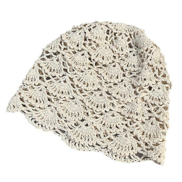 OEM ODM Women’s Crochet Lace Beanie – Handmade Boho Hat in Black, Brown, and Beige