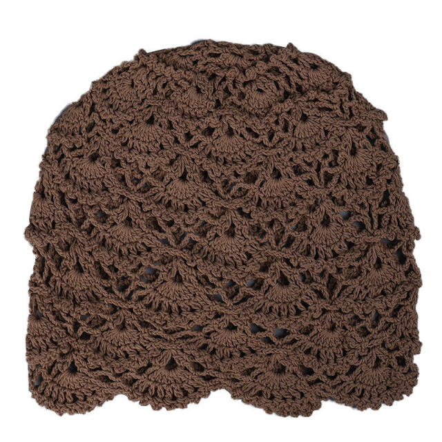 OEM ODM Women’s Crochet Lace Beanie – Handmade Boho Hat in Black, Brown, and Beige
