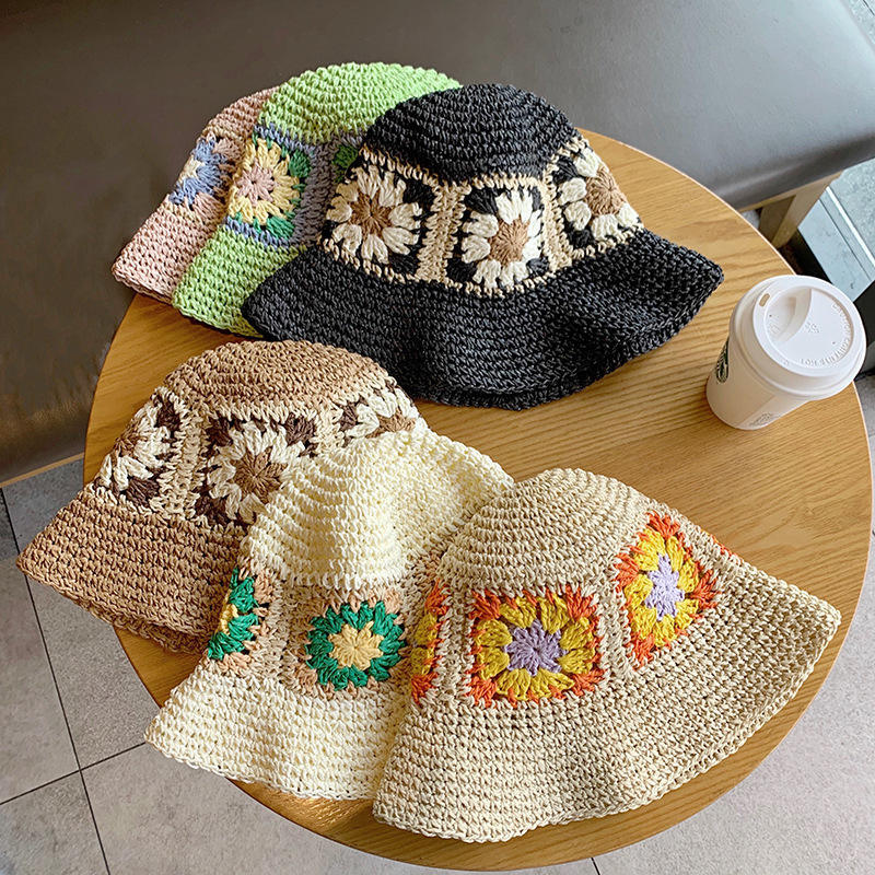OEM ODM Women’s Crochet Floral Granny Square Bucket Hat – Boho-Chic Summer Hat