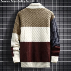 OEM ODM Women'  s Men’s Color Block Chunky Knit Sweater with Turtleneck – Cozy & Stylish Winter Pullover