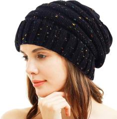 Personalized Speckled Slouchy Beanie – Warm Knit Winter Hat with Colorful Flecks