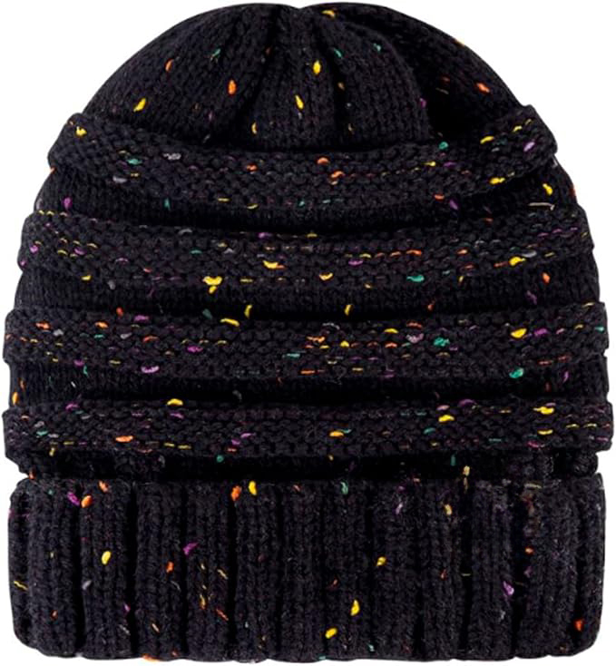 Personalized Speckled Slouchy Beanie – Warm Knit Winter Hat with Colorful Flecks