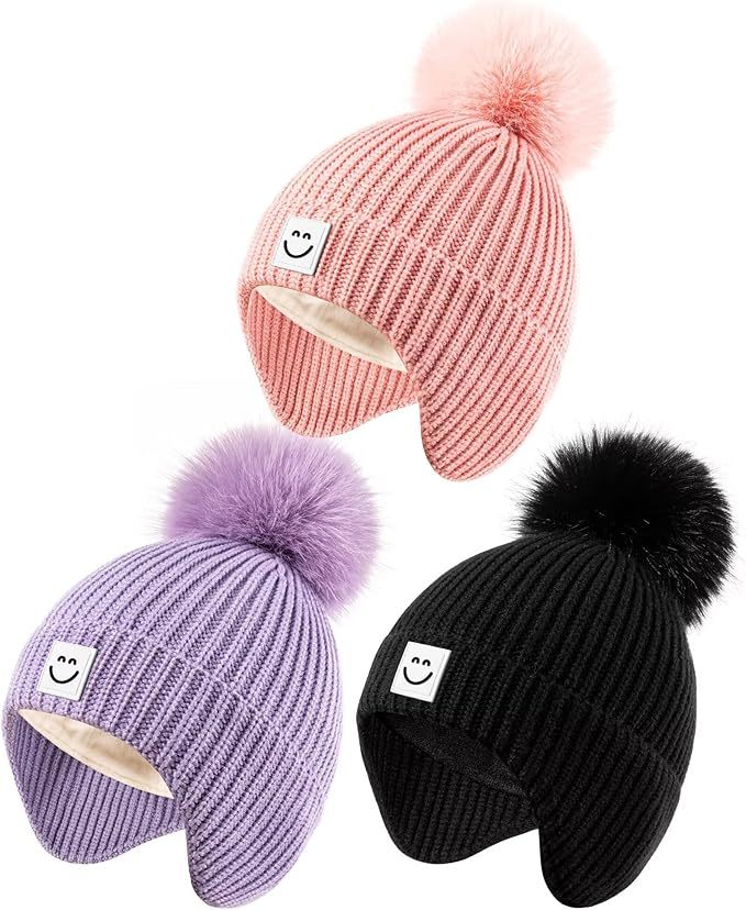 Factory Direct Pom Pom Beanie Set – Fun & Cozy Winter Hats with Smile Patch