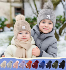 Factory Direct Pom Pom Beanie Set – Fun & Cozy Winter Hats with Smile Patch