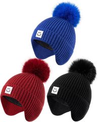 Factory Direct Pom Pom Beanie Set – Fun & Cozy Winter Hats with Smile Patch