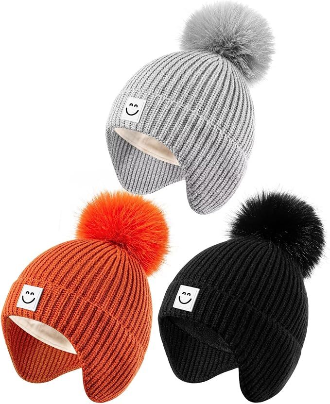 Factory Direct Pom Pom Beanie Set – Fun & Cozy Winter Hats with Smile Patch
