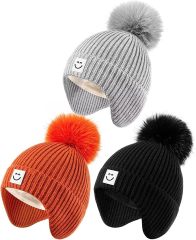 Factory Direct Pom Pom Beanie Set – Fun & Cozy Winter Hats with Smile Patch