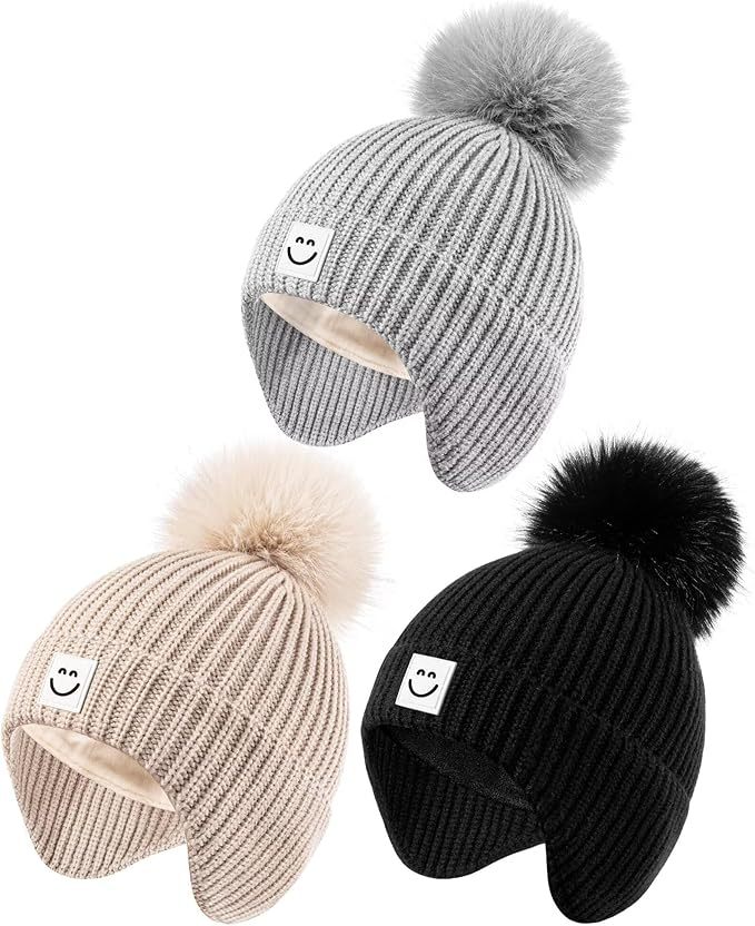 Factory Direct Pom Pom Beanie Set – Fun & Cozy Winter Hats with Smile Patch