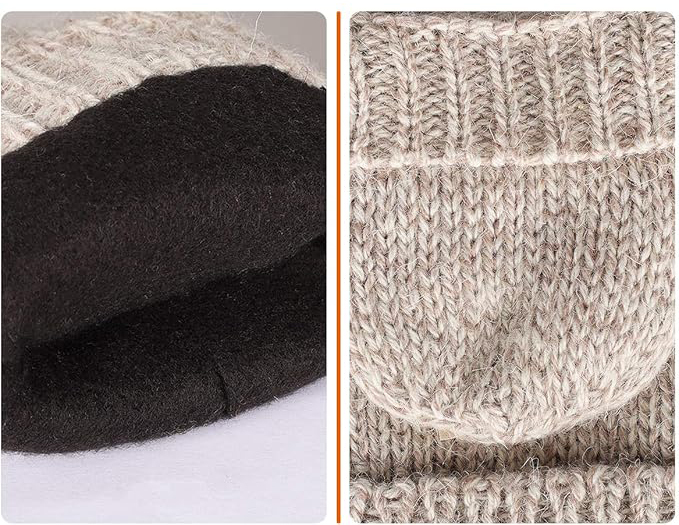 Customized Knit Fingerless Gloves with Leather Palm Patch – Cozy & Practical Winter Accessory