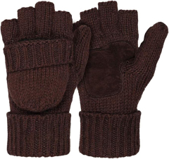 Customized Knit Fingerless Gloves with Leather Palm Patch – Cozy & Practical Winter Accessory