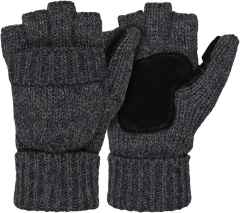 Customized Knit Fingerless Gloves with Leather Palm Patch – Cozy & Practical Winter Accessory