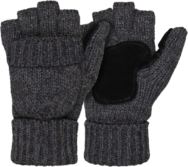 Customized Knit Fingerless Gloves with Leather Palm Patch – Cozy & Practical Winter Accessory