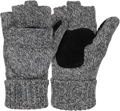 Customized Knit Fingerless Gloves with Leather Palm Patch – Cozy & Practical Winter Accessory