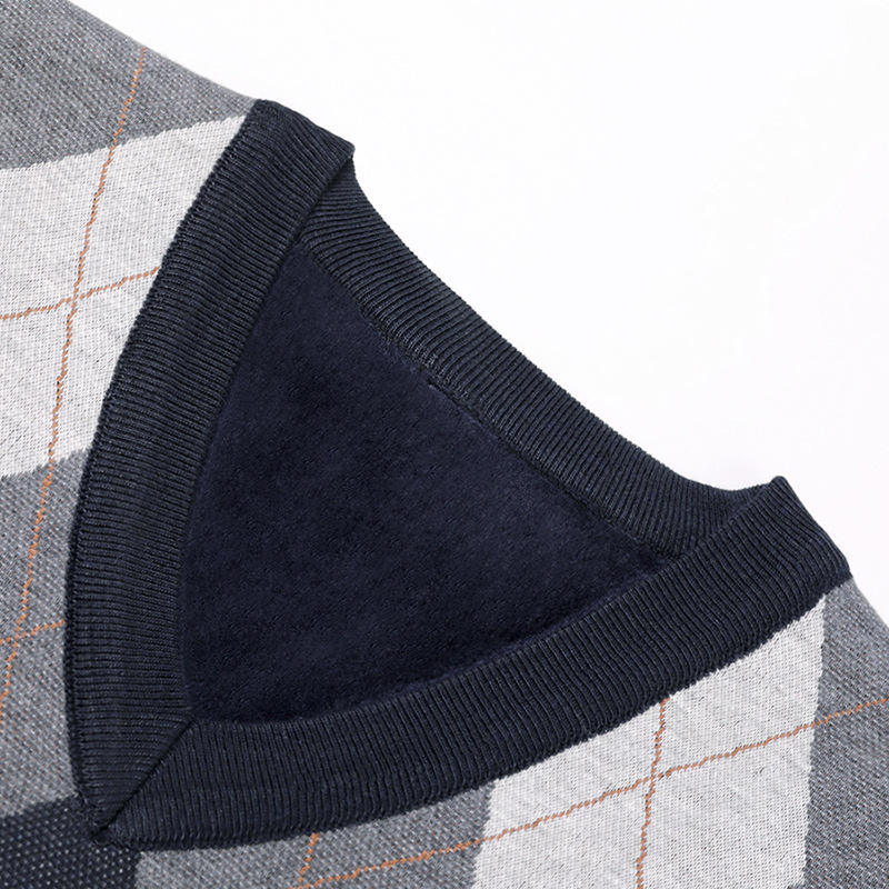 OEM ODM Men's Argyle Pattern V-Neck Sleeveless Sweater