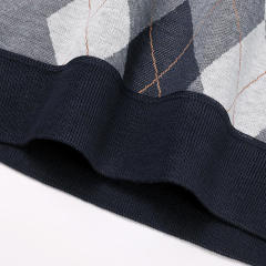 OEM ODM Men's Argyle Pattern V-Neck Sleeveless Sweater
