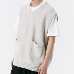 Factory Direct Men's Casual Knit V-Neck Vest with Pockets