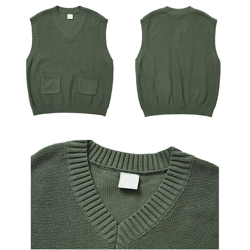 Factory Direct Men's Casual Knit V-Neck Vest with Pockets