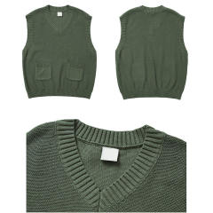 Factory Direct Men's Casual Knit V-Neck Vest with Pockets