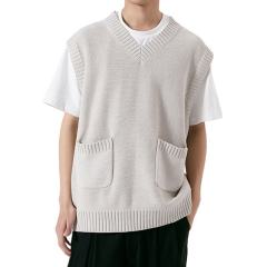 Factory Direct Men's Casual Knit V-Neck Vest with Pockets