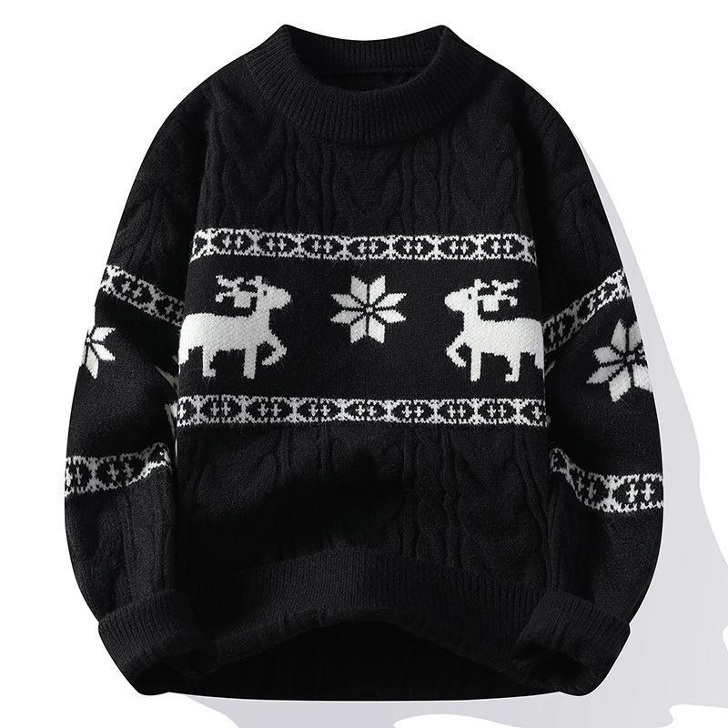 OEM ODM Red Reindeer Patterned Cable Knit Sweater