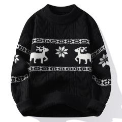 OEM ODM Red Reindeer Patterned Cable Knit Sweater