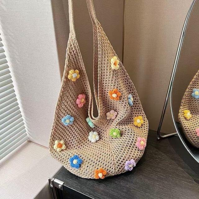 Customized Floral Crochet Tote Bag