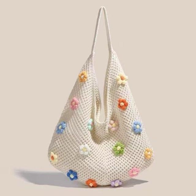 Customized Floral Crochet Tote Bag
