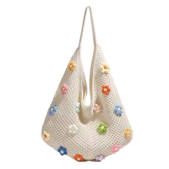 Customized Floral Crochet Tote Bag