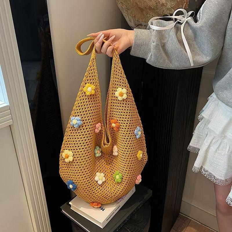 Customized Floral Crochet Tote Bag