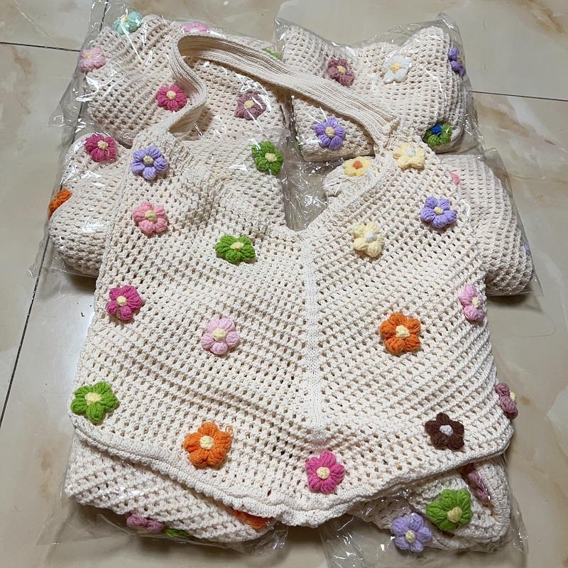 Customized Floral Crochet Tote Bag