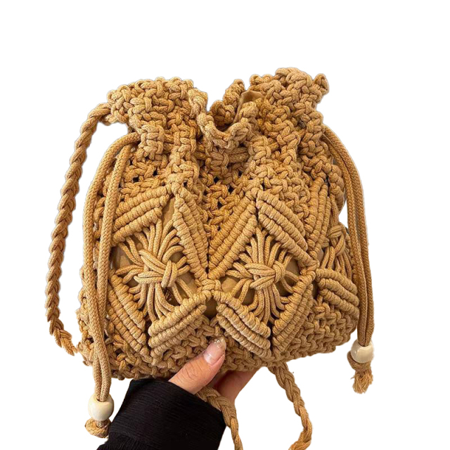 Personalized Boho Macramé Drawstring Backpack