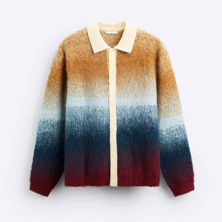 OEM ODM Gradient color mohair knitted cardigan